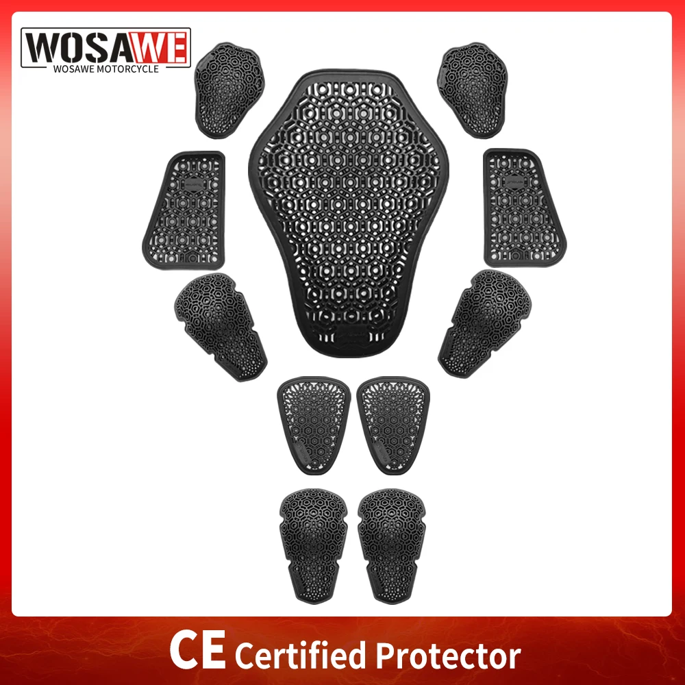 WOSAWE CE Motorcycle Protective Gear Insert Spine Back Protector Breathable Anti-fall Soft Armor Motorbike Bike Riding Pads