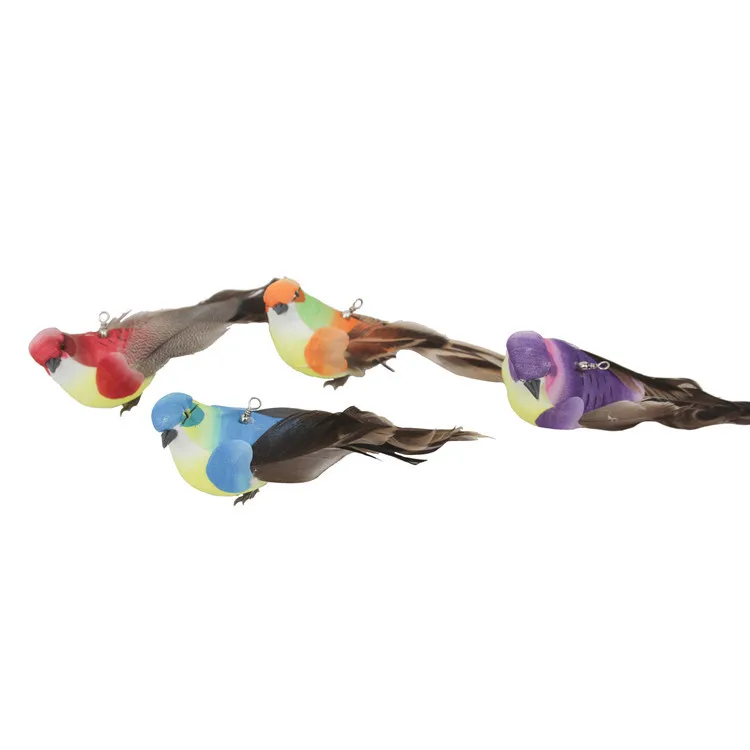 Simulation Bird Cat Toy Feather Bird with Bell Kitten Wand Toy Replacement Heads Cat Teaser Interactive Cat Toy Accessories 26pcs cat interactive toy rainbow ball cat toy kitten feather teaser wand sisal mouse bell ball cat sticks pet cat accessories