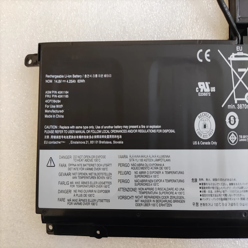 Bateria do Portátil para Lenovo Thinkpad 45n1166 45n1167 45n1164 45n1165 45n1165 14.8v 63wh S5-s530 S5-s531 S5-s540 Pxd3x2 M2xl5 Novo - Imagem 4