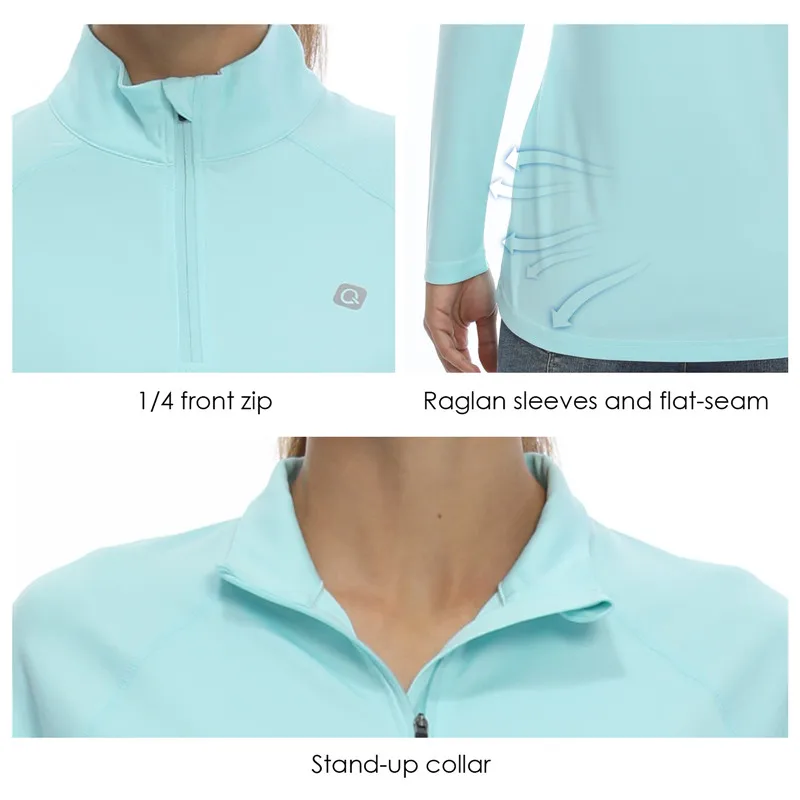 Women's UPF50+ Raglan Long Sleeve UV Sun Protection Shirts Quick Dry Golf Shirt Outdoor T-Shirt for Fishing Running Workout