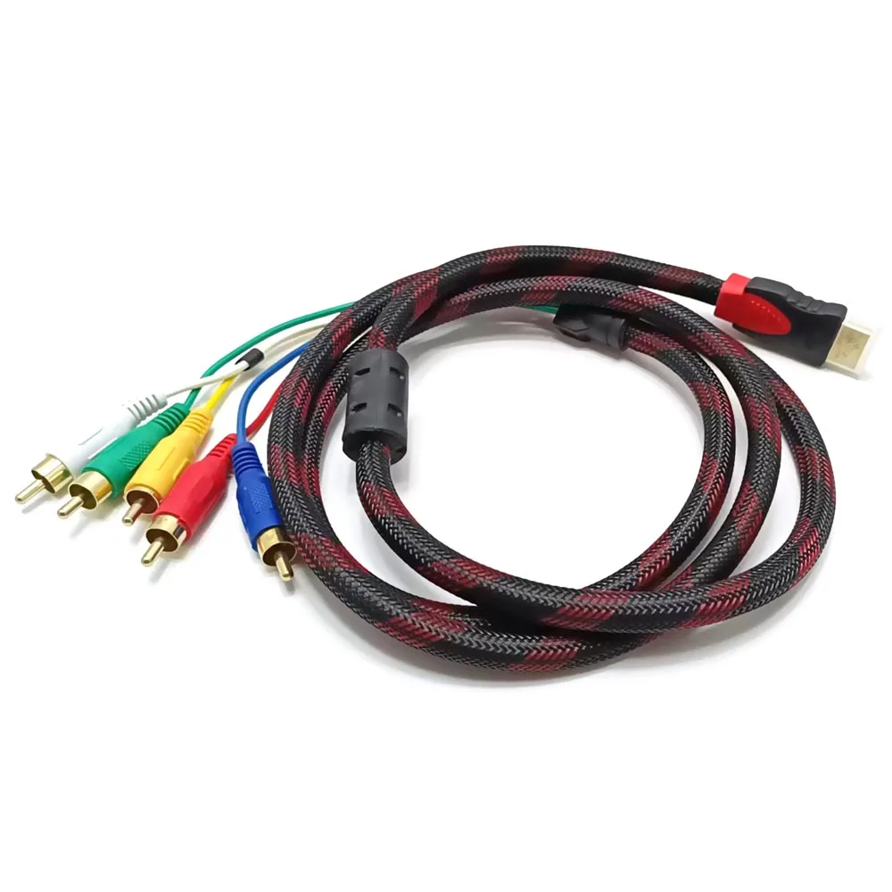 

95% Новый 5-футовый HDMI-5RCA Штекерный аудио-видео кабель 1,5 м для HDTV 1080P