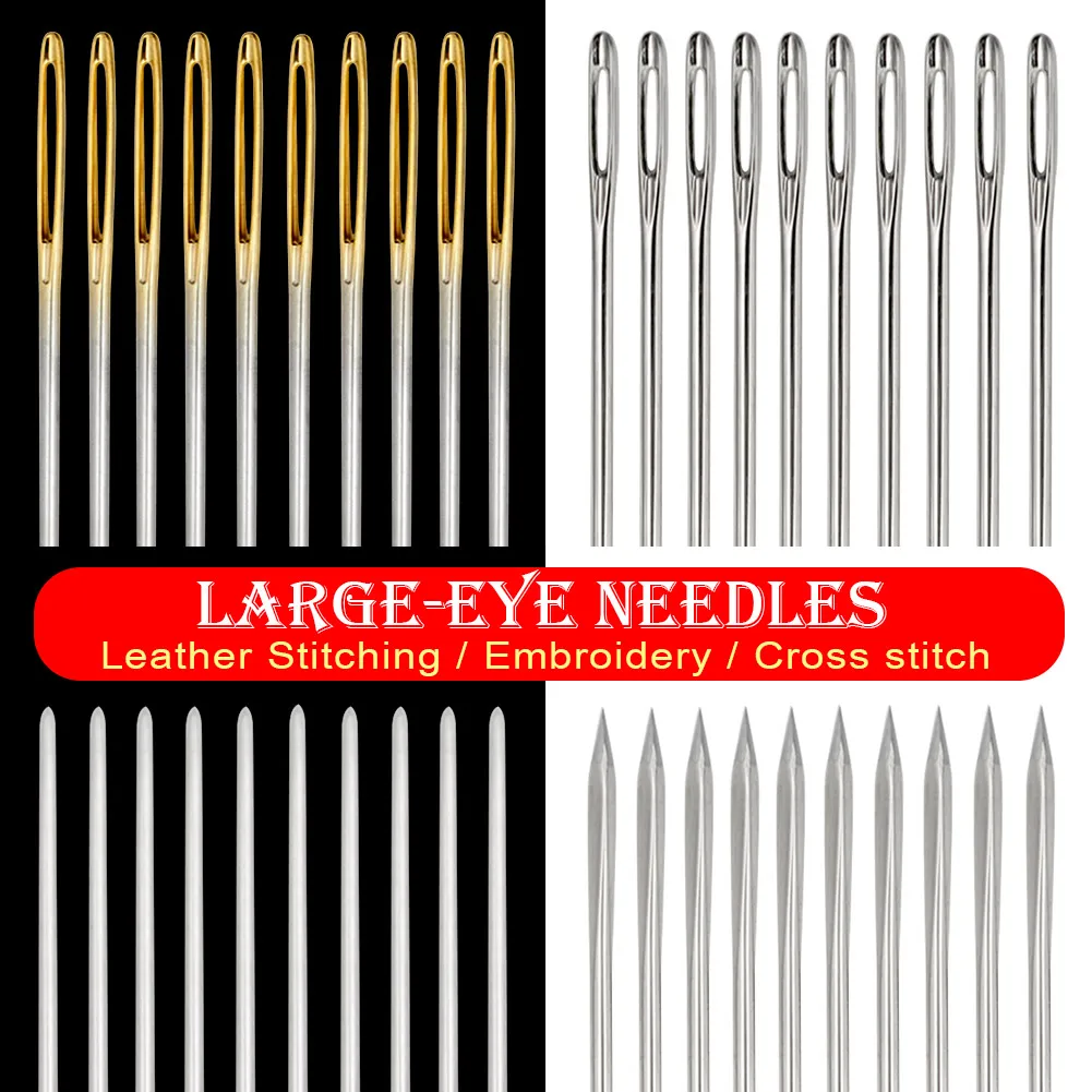 Large Eye Sewing Needles, Sewing Sharp Needles, Leather Needle Embroidery  Thread Needle, Stainless Steel Yarn Knitting Needles - AliExpress