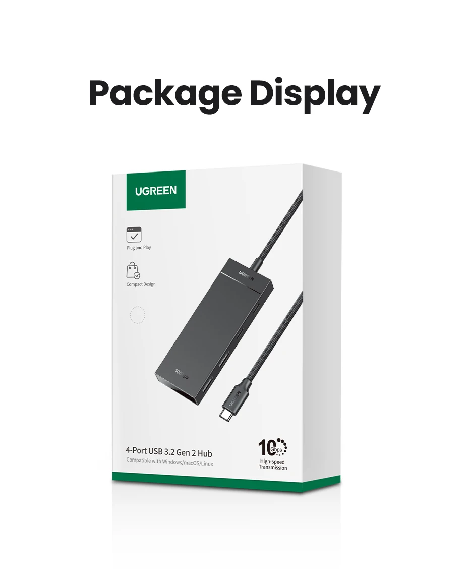 UGREEN HUB 10Gbps Type-C Gen2 Splitter A Hub 4 USB Port 3.2 For MacBook Pro Air Type C Multiport Adapter_voghion.com
