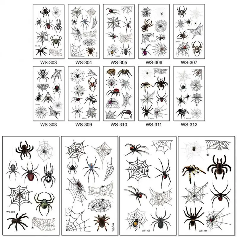 

Horror Dark 3D Spider Temporary Tattoo Stickers For Halloween Waterproof Hand Arm Body Art Fake Tattoo Sticker Women Men