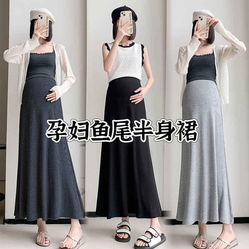 여름용 하이웨이스트 슬림 다용도 중간 길이 랩 엉덩이 피쉬테일 스커트, A라인 핫 슬림 뱃살 하의, 임신 24ss Y2k
