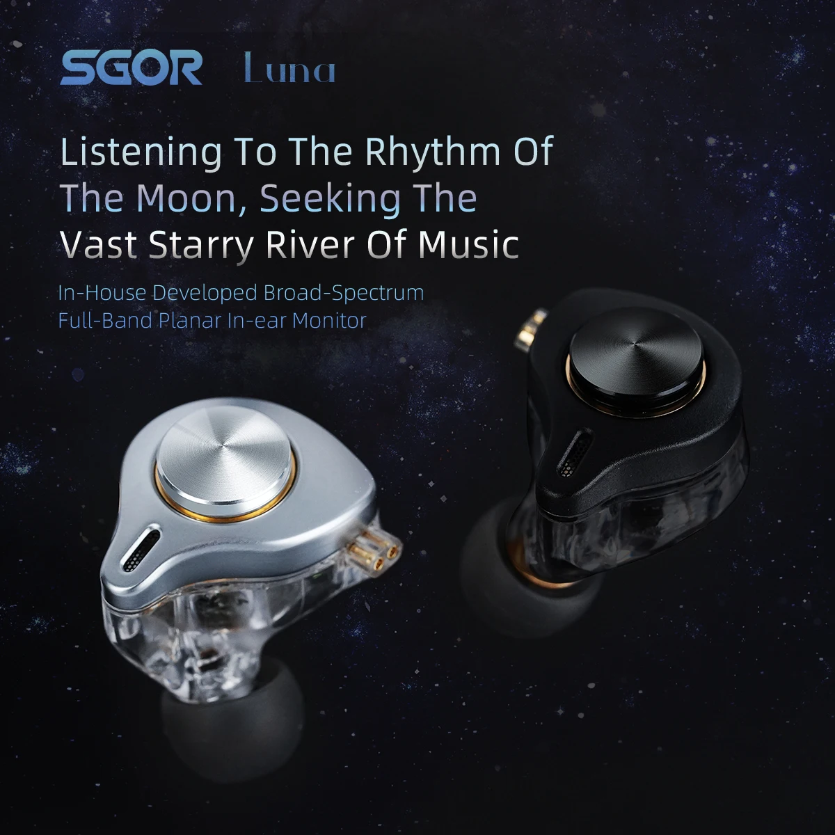 SGOR Luna In Ear 13.5MM Planar Driver Wired Earphones Music Headphones HiFi Bass Monitor Earbuds DJ Headset Type C Pin USB C 2