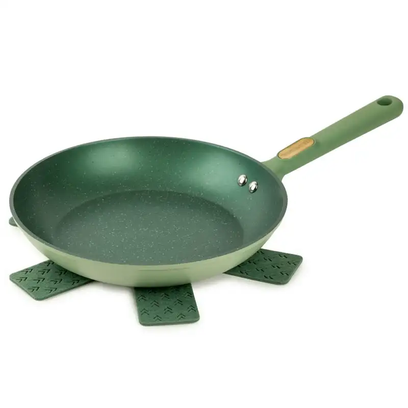 

10 Inch Fry Pan with Stainless Steel Base, Green Cast iron grill pan Pans for cooking Pans and pots Pancake pan Cookware Takoyak