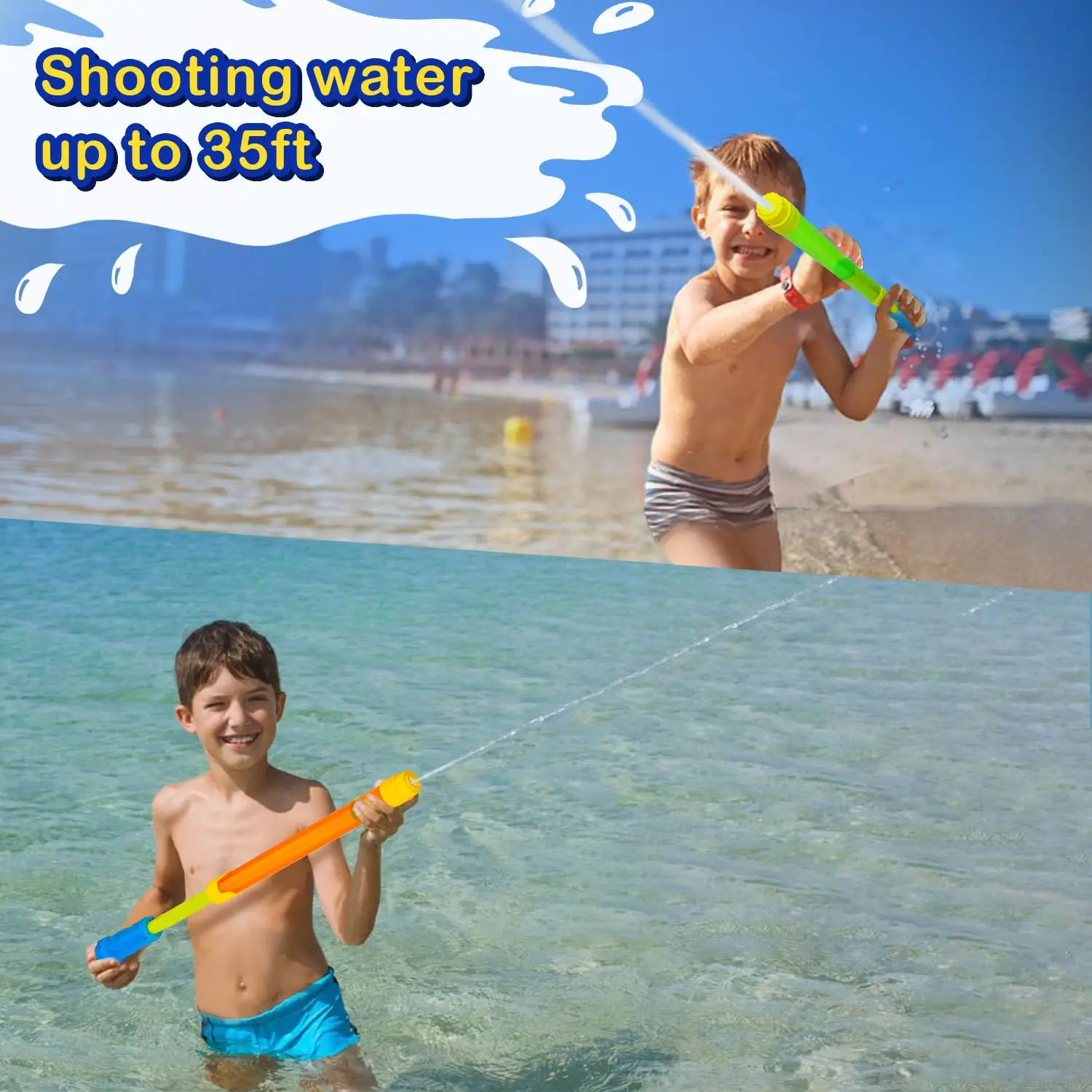 3 Packs Water Guns With 6pcs Reusable Water Balloons Non-Magnetic Silicone Water Bombs for Kids Summer Outdoor Beach Party Game 3