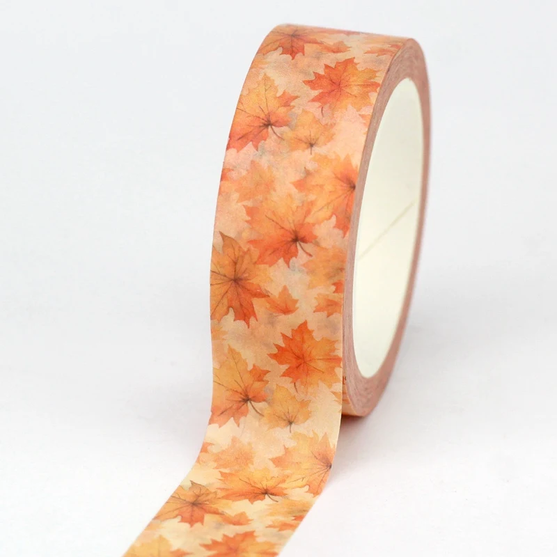 NEW 1PC 10M Decor Mushroom Squirrel Orange Leaves Autumn Washi Tape Set for Scrapbooking Masking Tape Cute Journaling Stationery 6