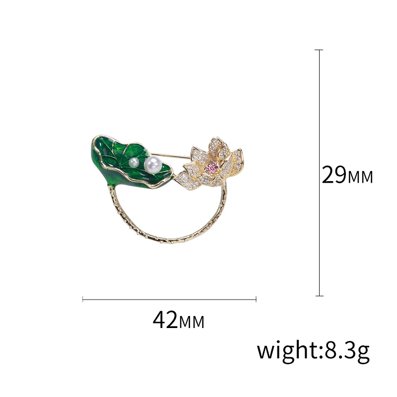 Blucome Lotus Flower And Lotus Leaf Shape Brooch Gold Color Enamel Jewelry Pins Girl Boy Gifts Scarf Hat Accessories