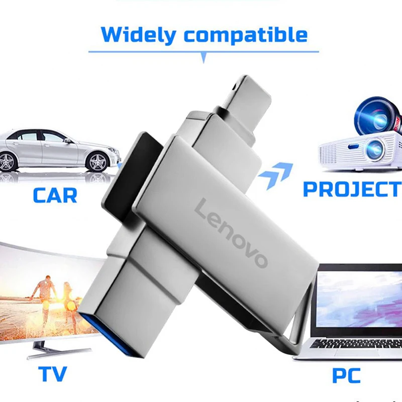 Lenovo 2TB 128GB Lightning Pen Drive USB 3.1 OTG USB Flash Drive For Iphone ipad Android 1TB Pendrive 2 in 1 Memory Stick for PC