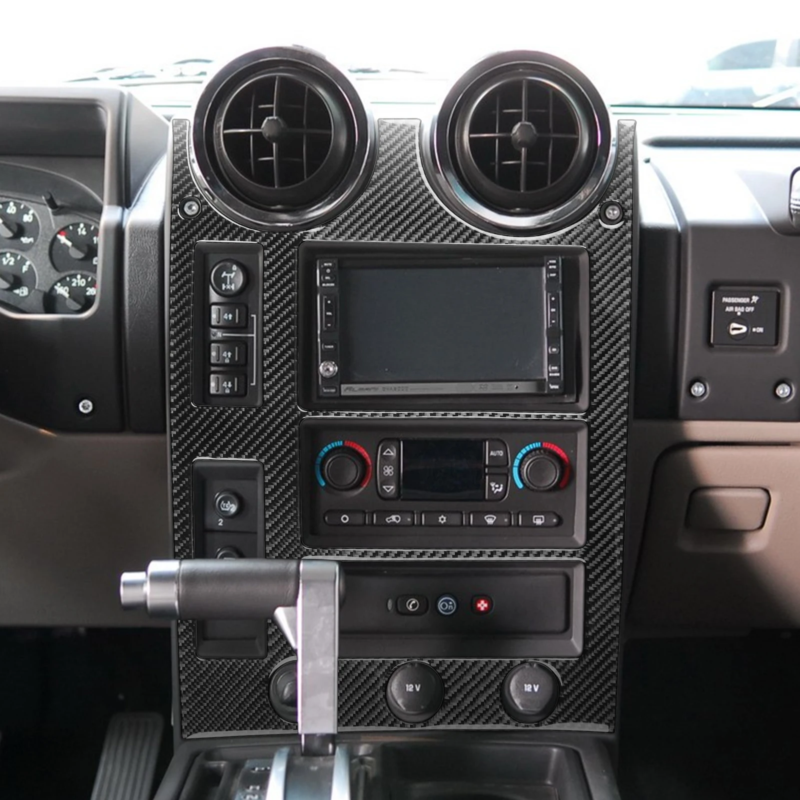 PIUGILH Car Steering Wheel Trim Panel Sticker Compatible with Hummer H2  2003-2007, Carbon Fiber Steering Wheel Trim Panel Sticker Interior Trim  Decal