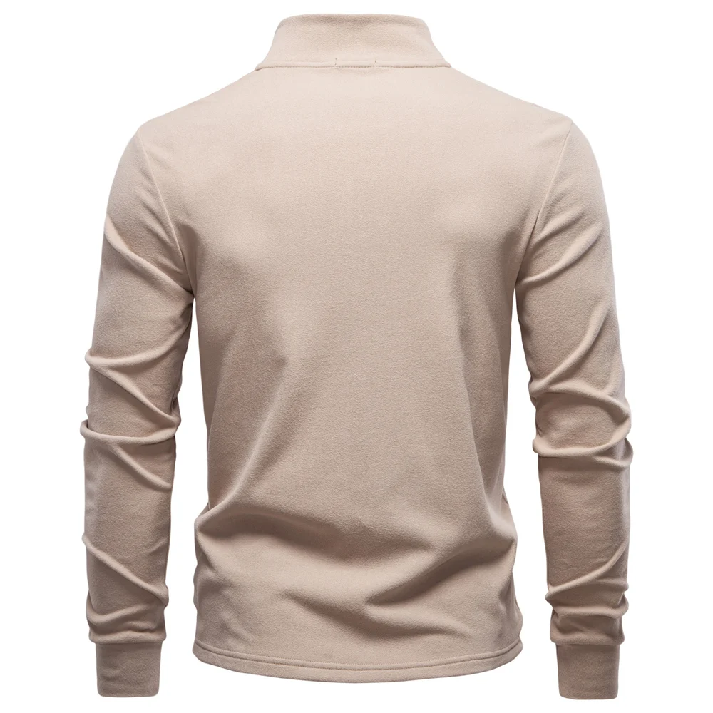 AIOPESON New Men Solid Color Zipper Soft Shell Sweatshirt Long Sleeve Breathable Warm Pullover Casual Streetwear Jacket