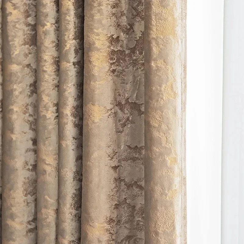 

New Luxury Golden Curtains for Living Room Bedroom Simple Modern High-end Velvet Curtain Flannel Blackout Window Screen Custom