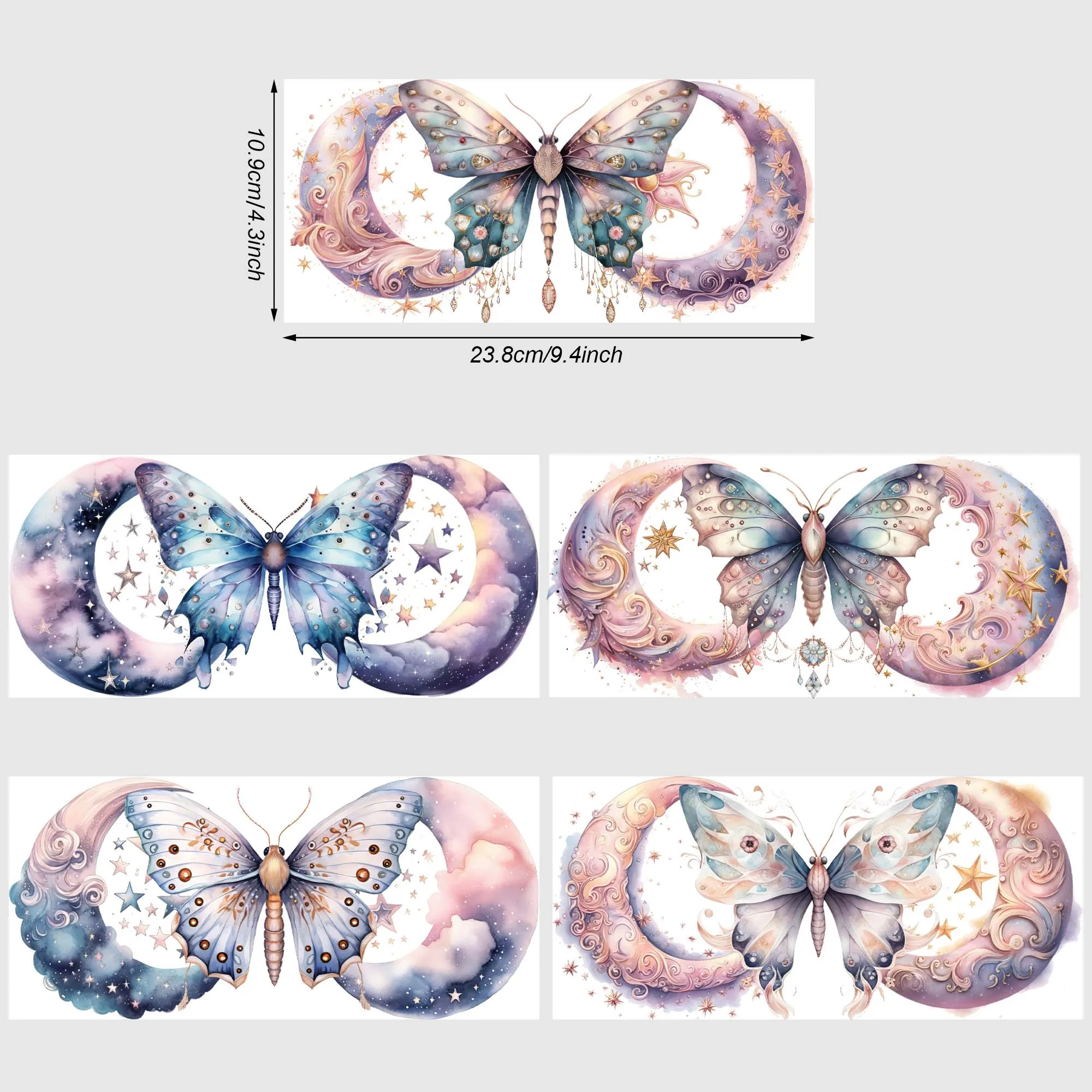Beautiful butterfly UV DTF Cup Stickers Glass Sport Transfer Stickers Waterproof Wipe Transfers 16 oz Glass Mugs 5 Sheets