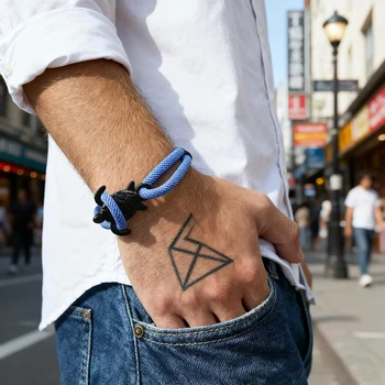 Bracciale da uomo con cordino in nylon tartaruga nautica Accessori di abbigliamento Scorrevole regolabile fatto a mano Weaven Wrap Braslet Casual Homme Joias