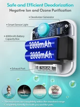  DownyPaws 4000mAh Smart Cat Odor Purifier For Cat Litter Box Deodorizer Pet Toilet Air Purifier Dog Cat Litter Deodorant 