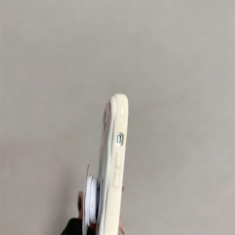 White Ghost Stand Holder Wave TPU Soft Phone Case