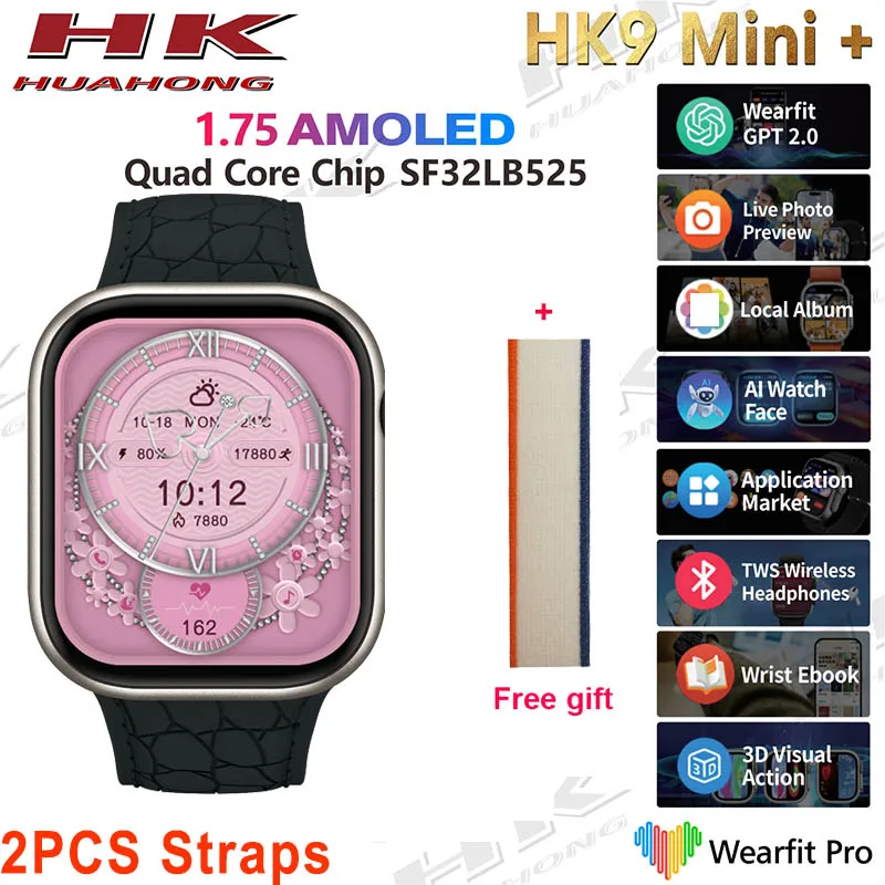 New HK9 Mini+ AMOLED 41mm Smart Watch ChatGPT Compass BT Call NFC Local Album AI Watch Face Sports Smartwatch Men Women