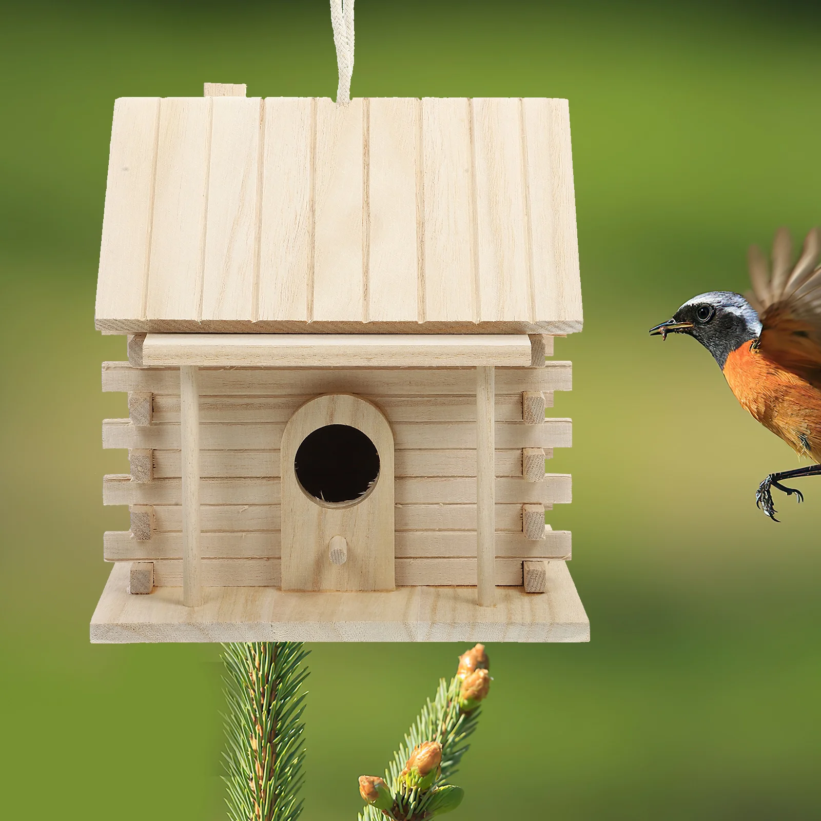 

Birdcage Accessories Birdhouses for Outdoors Tree Wooden Hummingbird Nest outside Square