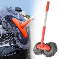 Rotating Double Brush Head Car Wash Mop Auto Supplies Three-Section Telescopic Mop Roof Window Cleaning Maintenance Accessories 1