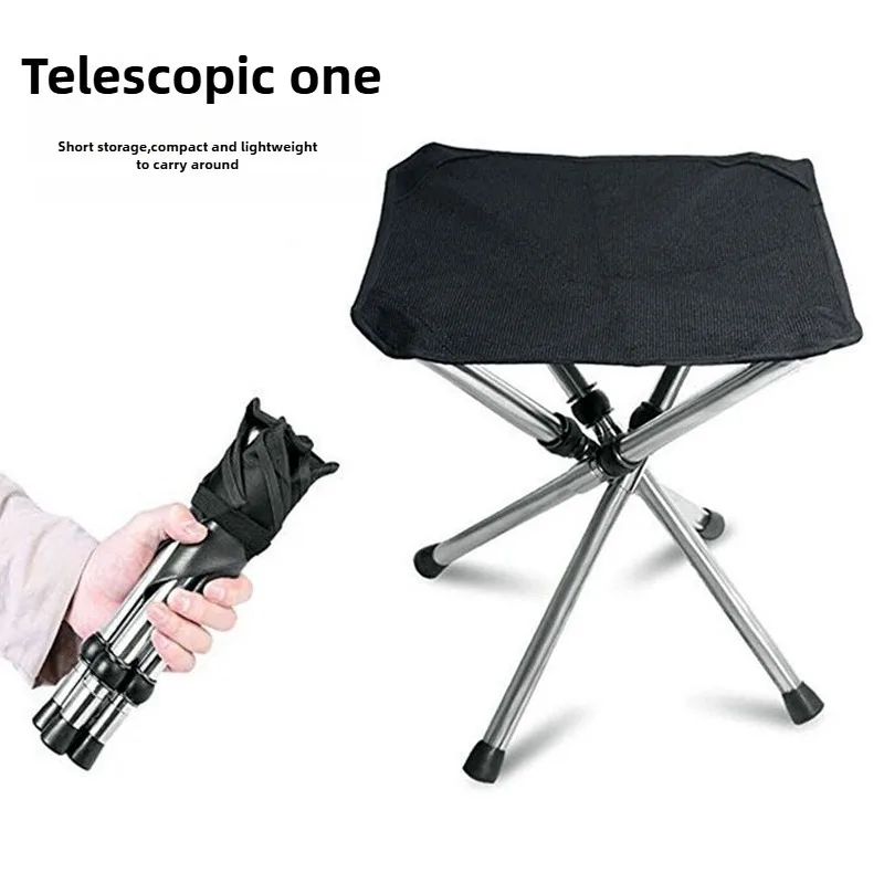 Stainless Steel Folding Outdoor Portable Telescopic Stool Camping Fishing Stool Telescopic Chair Easy to Fold Load Bearing 150kg