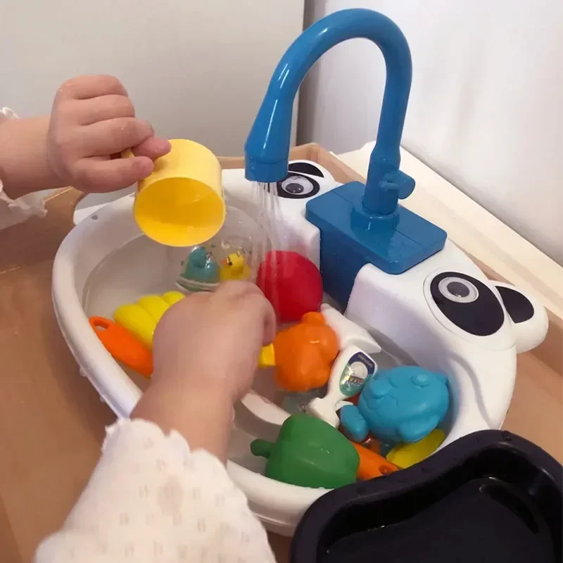 Children's Play Kitchen Toys Water Pretend Play House Kids Can Drain Wash Basin Sink Kids Kitchen Set Toy for Boys Girls Gifts