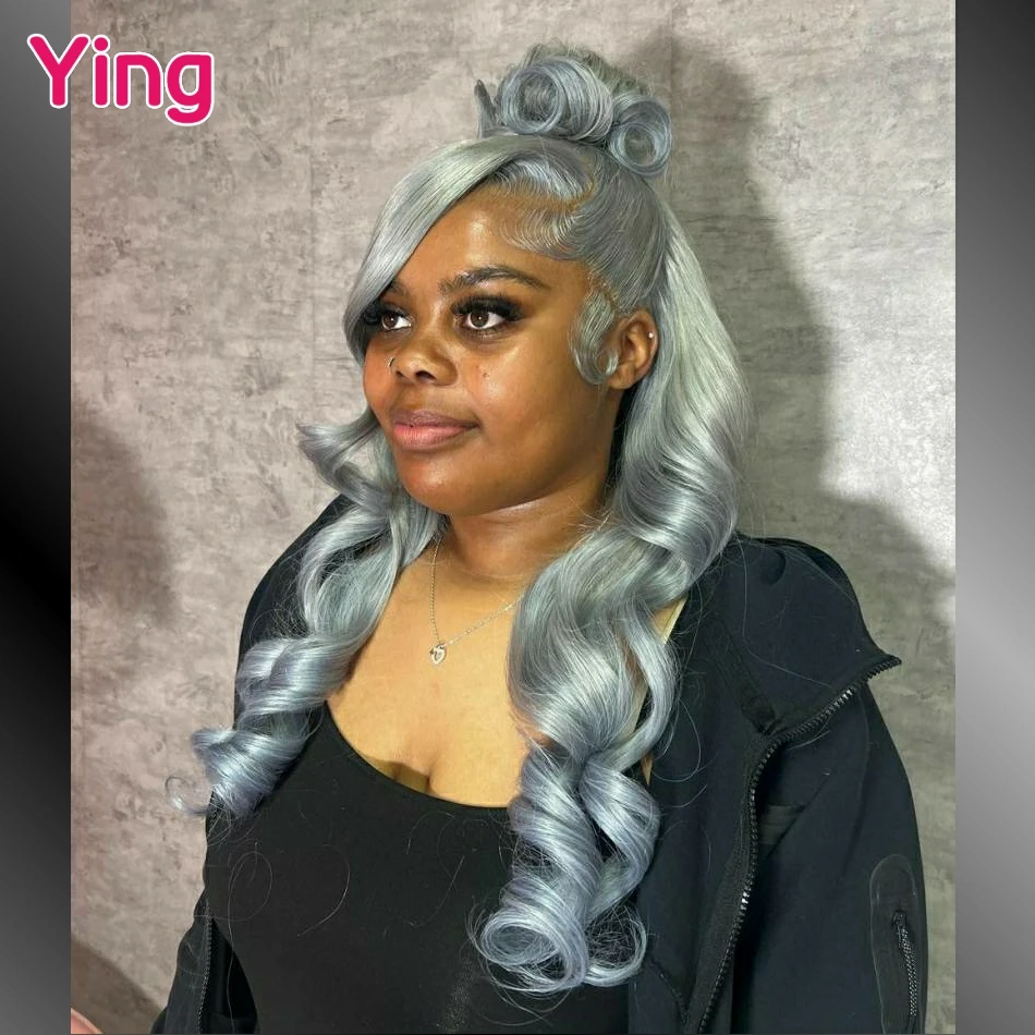 

Ying 200% Starlight Silver Colored Body Wave Transparent HD 13x6 Lace Frontal Wig 13x4 Lace Front Wig PrePlucked With Baby Hair