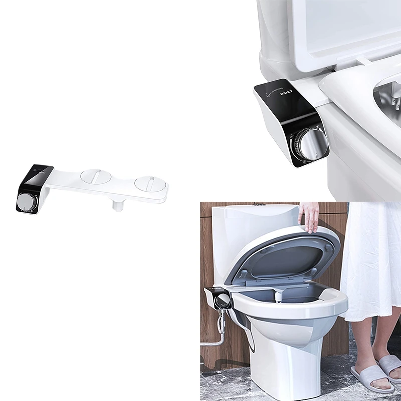 

New Bidet Toilet Seat Attachment Ultra-Thin Non-Electric Self-Cleaning Dual Nozzles Wash Cold Water