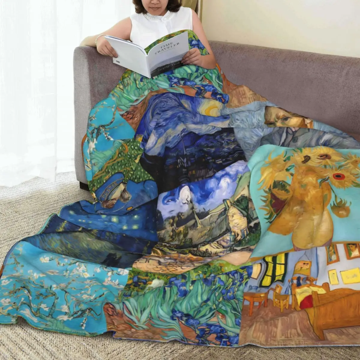 

Vincent Van Gogh Flannel Blankets Super Warm Masterpieces Patchwork Throw Blanket Winter Travel Office Bedroom Print Bedspread