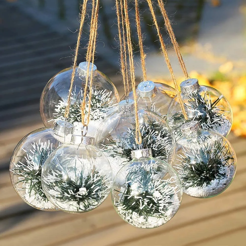 

12pcs Plastic Balls Christmas Tree Hanging Ornament Diy Blank Circle Xmas New Year Decor For Home Clear Bauble Ball Crafts