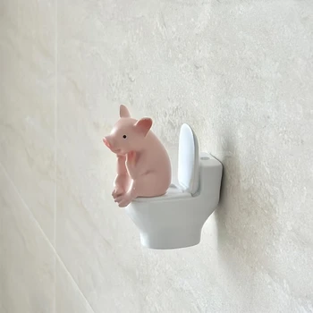 Cute Pig Bathroom Statue Decor 1