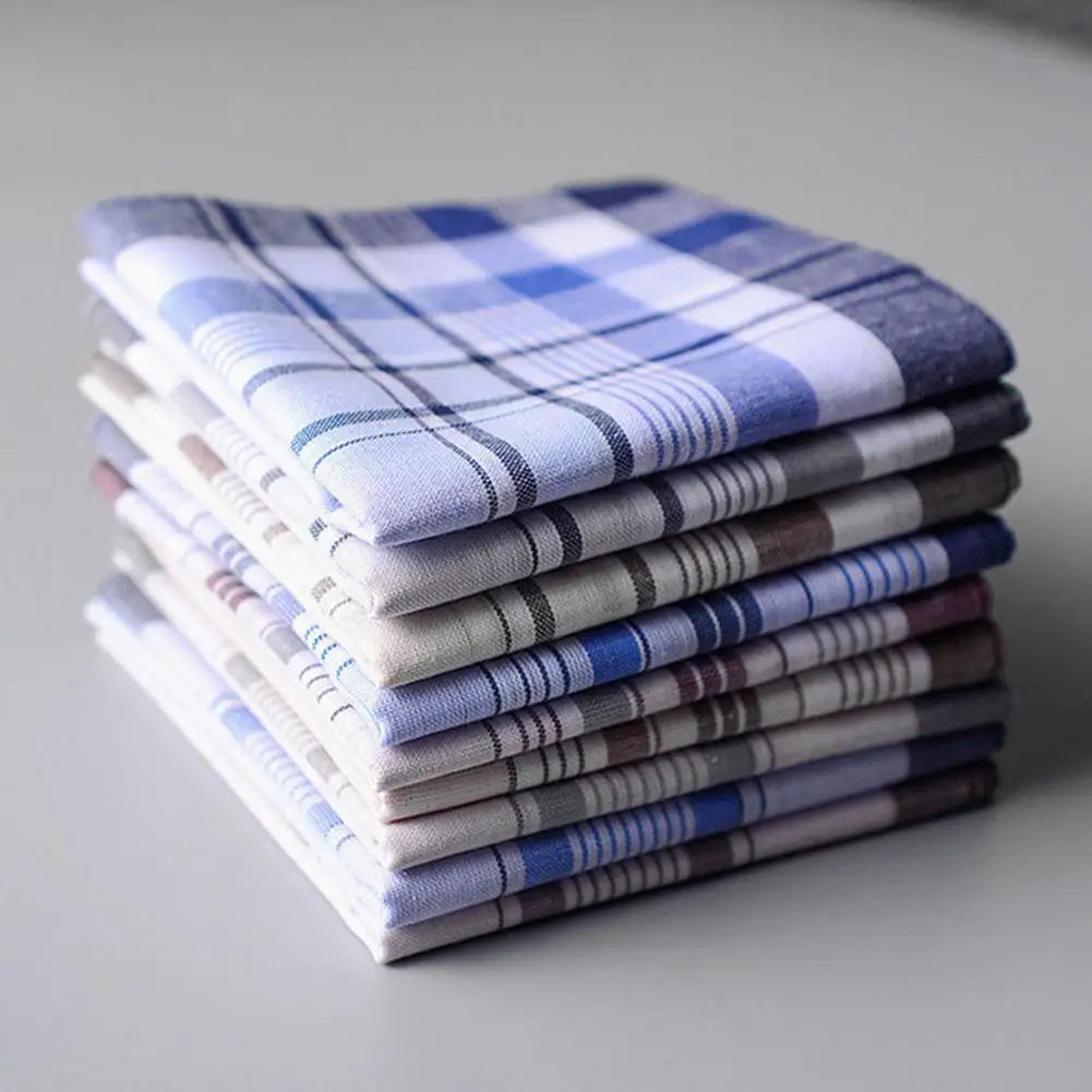 Square Plaid Stripe Handkerchiefs Men Women Pocket Cotton Towel for Wedding Party Business Chest Towel Handkerchiefs 5PCs/Set pocket square mini handkerchief
