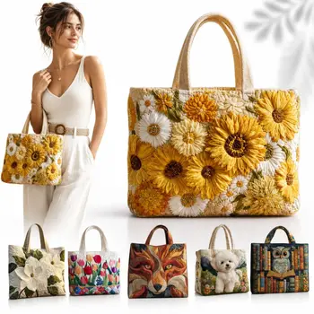 Borsa Tote da Donna alla Moda, Leggera in Oxford, Borsa da Viaggio Grande Capacità con Motivi Realistici, Borsa a Spalla per Ragazze e Signore