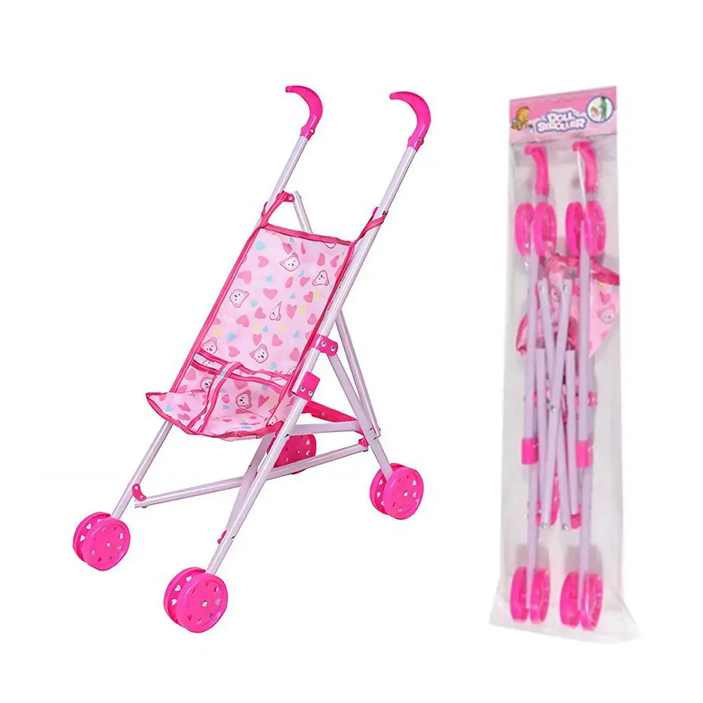 Pink Doll Pram Stroller Toy for Kids Pretend Play