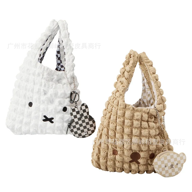 New Models Miffy Cartoon Lovely Kawaii Rabbit Handbag Fashion Embroidery Little Bear Girl's Heart Single Shoulder Cloud Bag custom chip n dale canvas bag versatile handbag shoulder bag large capacity shopping bag lovely bag schoolgirl bag