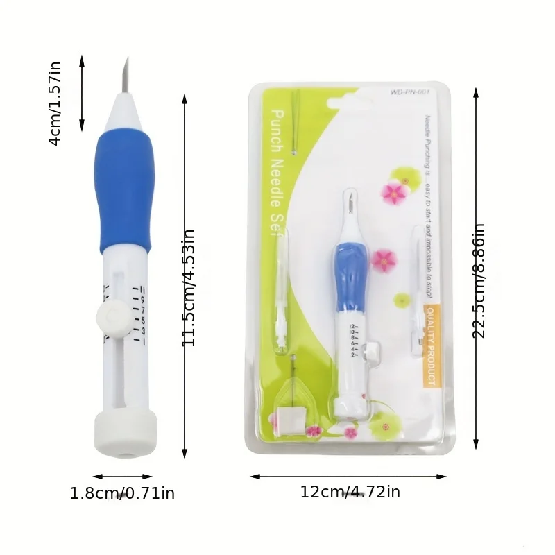 1PC Adjustable Magic Embroidery Pen Set with 3 Needles, Threader, Scissors, and Ergonomic Fabric Craft Design for DIY Sewing