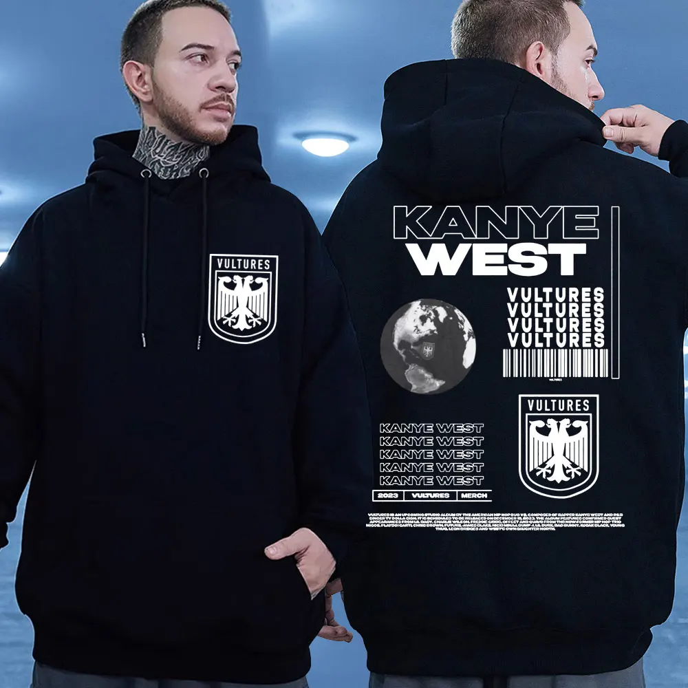 

Rapper Kanye West Vultures Album Graphic Hoodie Men Women's Vintage Harajuku Oversized Hooded Sweatshirts Hip Hop Pullover Male