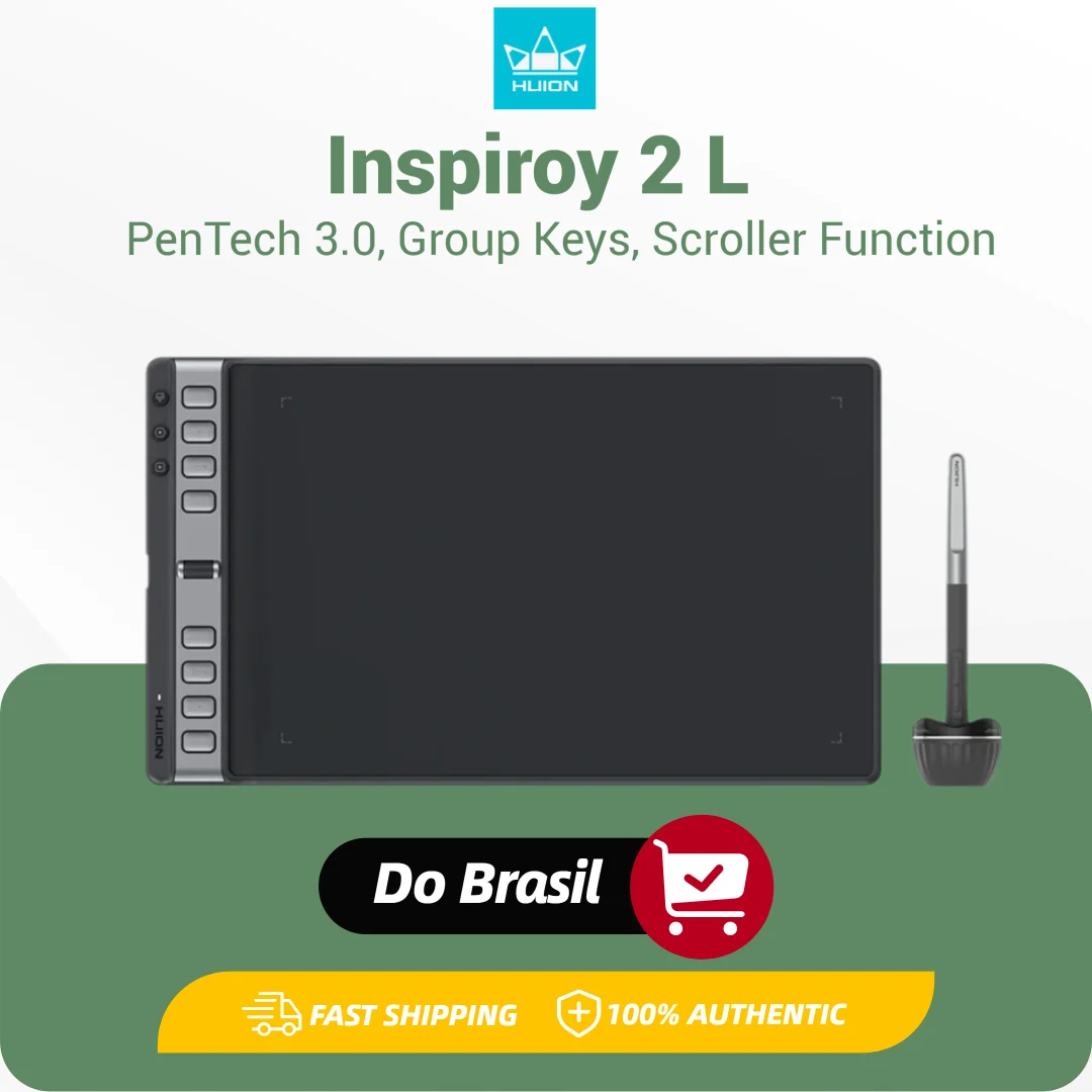 Huion Inspiroy 2 L 10,5x6.56 Polegada Mesa Digitalizadora Tablet Gráfico Desenho H1061P PentTech3.0 Digital Stylus PW110 com Scroller 3 Teclas de Grupo