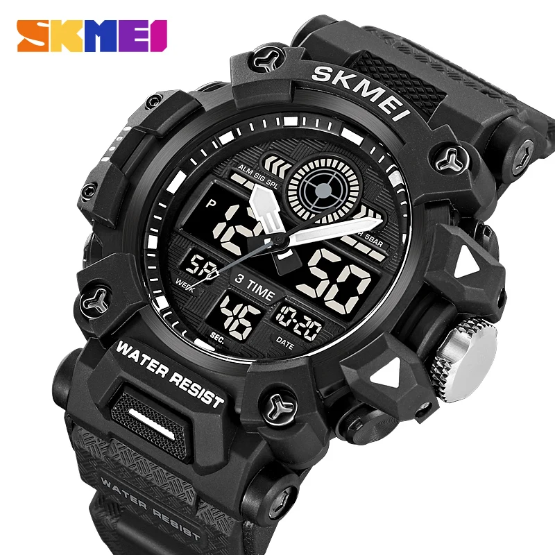 

SKMEI Blue Army Green Khaki Men's Sports Electronic Watch Waterproof Swimming Three Time Stopwatch Timer Alarm Clock 2226