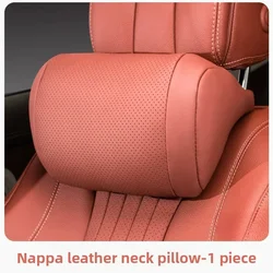 Premium Nappa Leather Car Seat Headrest Pillow - Soft & Fluffy Neck Support (Red)