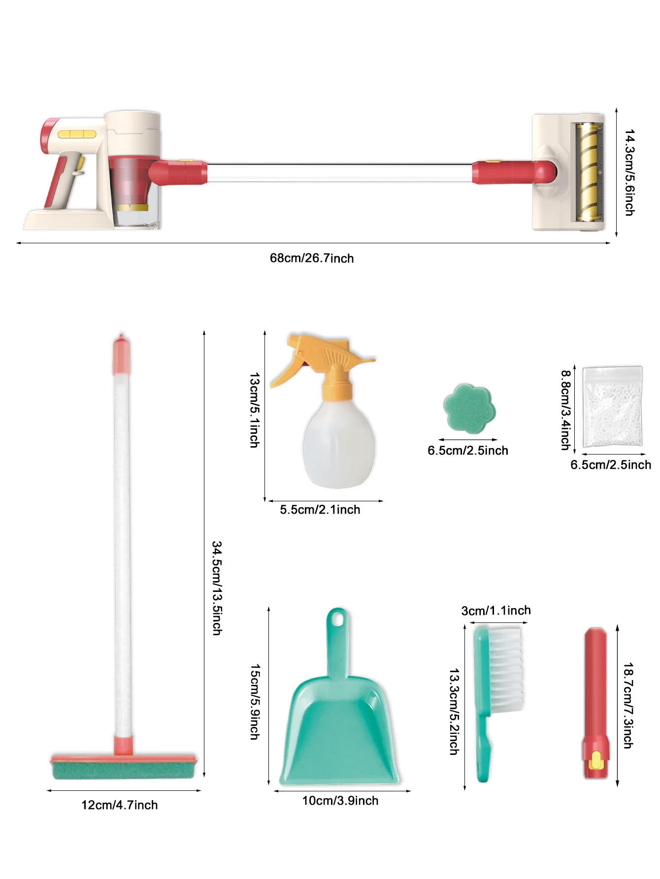 Vacuum cleaner, sanitary ware, playhouse, playset Suitable for children over 3 years old Pretend to sweep the floor clean 6