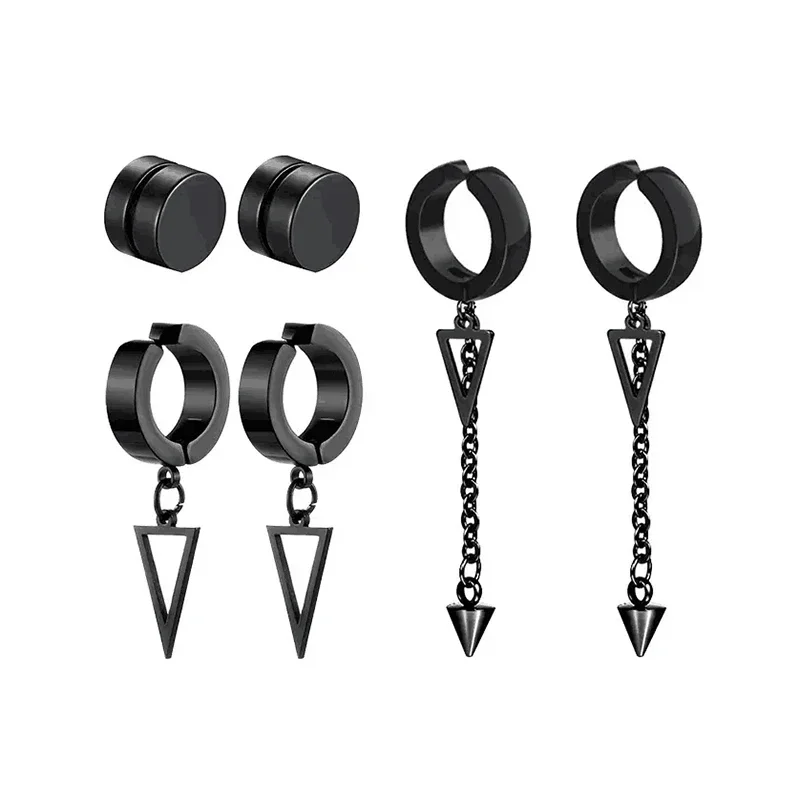 No Piercing Earrings Titanium Steel Clip-on Fake Earring Round Ear Clip For Women Men Punk Party Fashion Sexy Jewelry 1 pairs