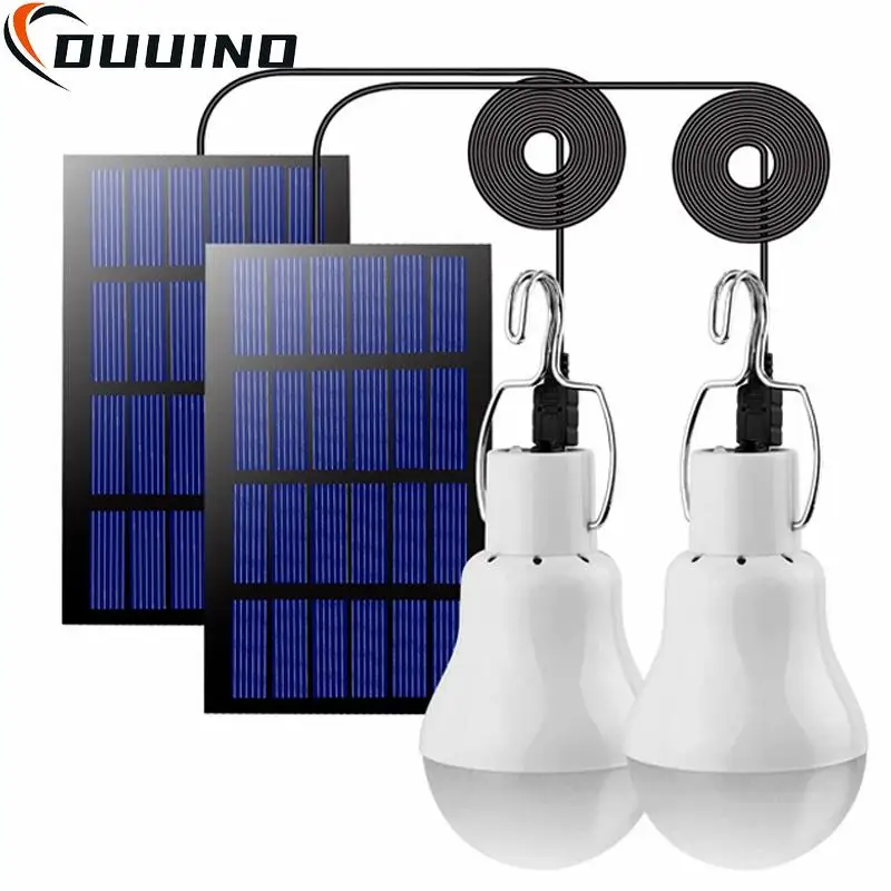 Solar Powered Lamp Portable Led Bulb Lights Rechargeable Camp Tent Night Fishing Emergency Solar Energy Panel Sunlight