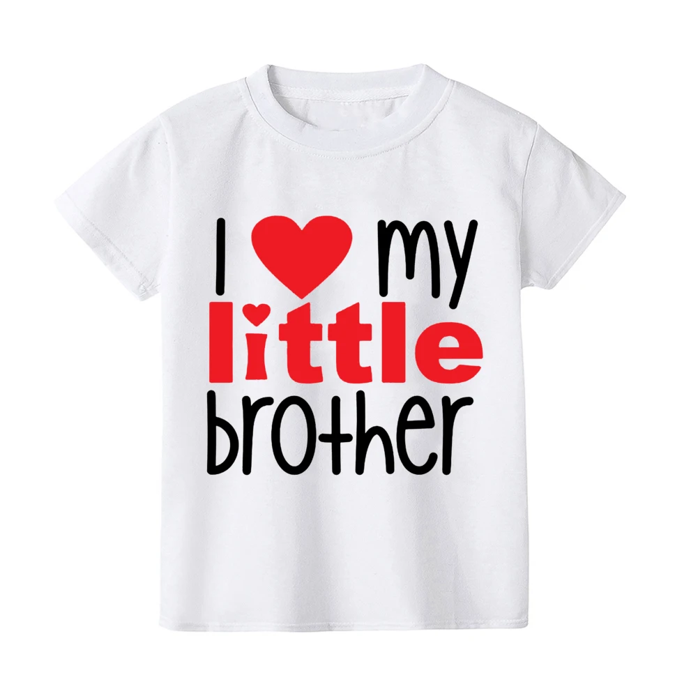 I Love My Littler / Big Brother Siblings Matching T-shirt & Baby Grow Pregnancy Annoucement Baby Shower Gift New Big brother 4