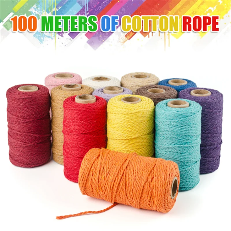Twine for Crafts 100m Long/100Yard Pure Cotton Twisted Cord Rope Crafts  Macrame String String for Crafts 