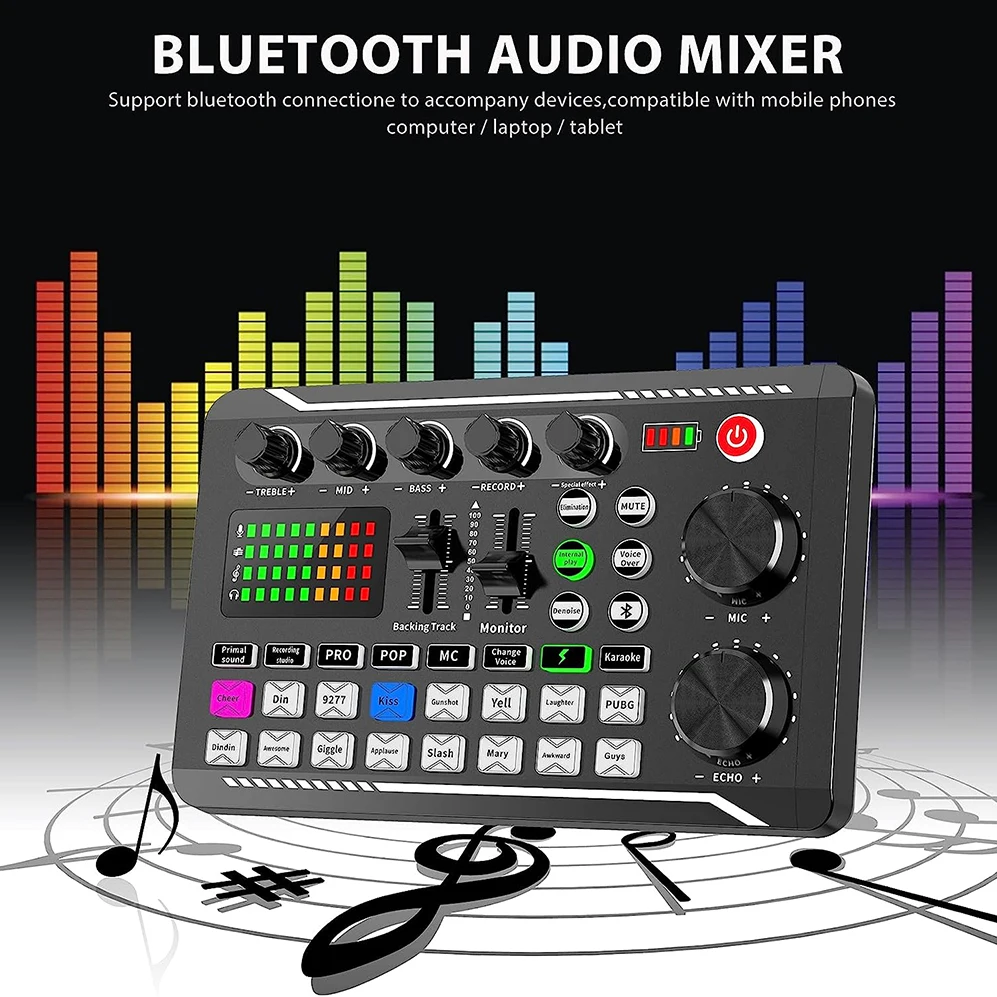 Live Sound Card and Audio Interface with DJ Mixer Effects and Voice Changer Prefect for Streaming/Podcasting/Gaming sound card audio interface audio mixer guitar effects processors