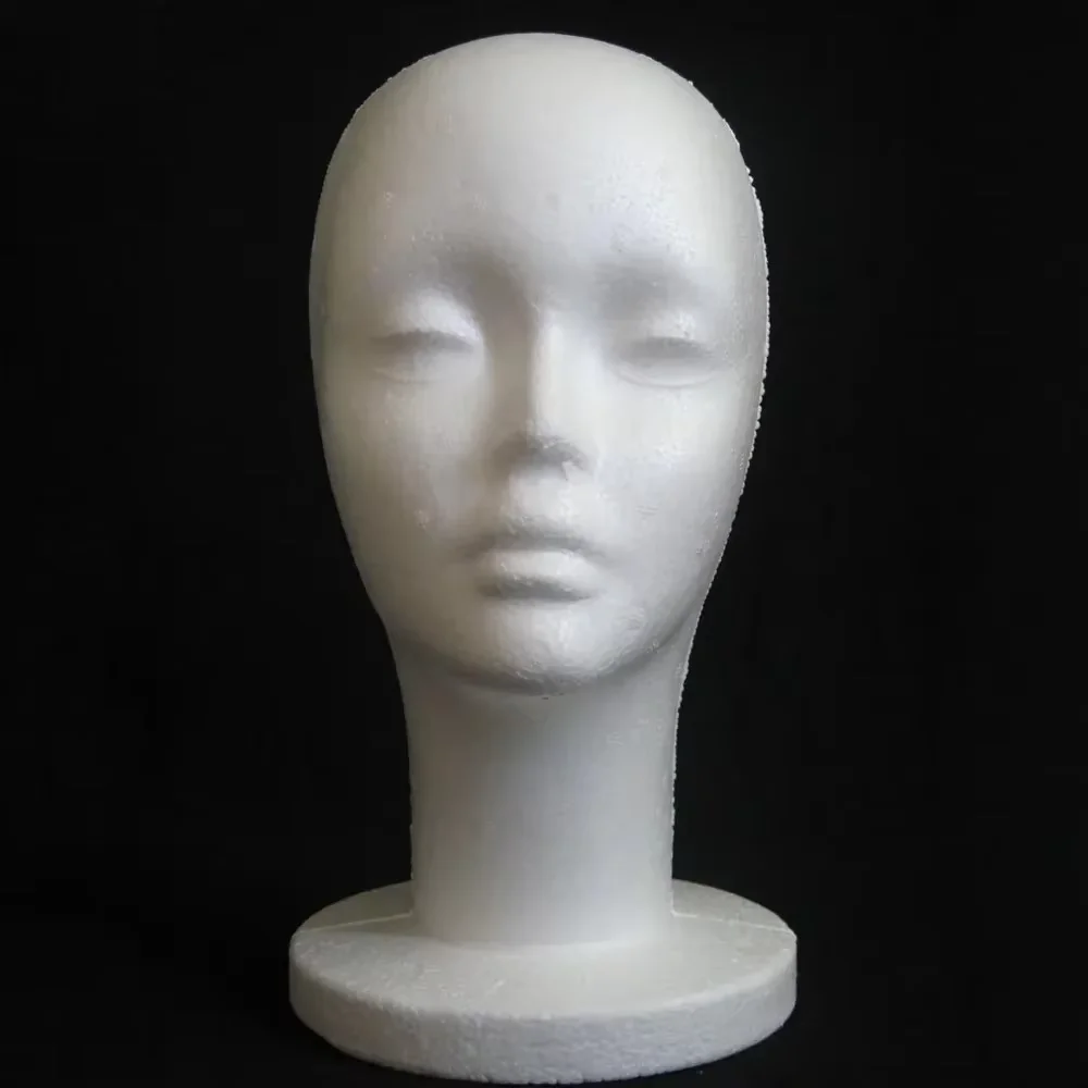 Espositore per Cappelli, Occhiali e Parrucche - Modello Testa di Manichino in Schiuma Bianca - immagine 4