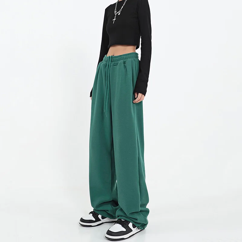 Streetwear Fashion Oversize Solid Jogging Sweatpants Women Harajuku Hip Hop Elastic Waist Wide Leg Loose Casual Sports Trousers