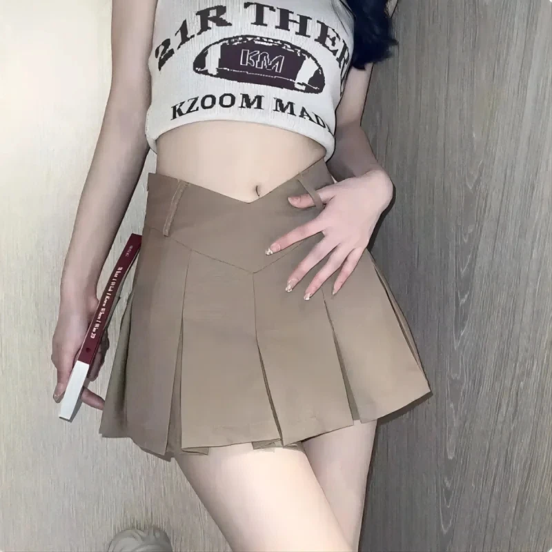 Sweet Solid Pleated Super Mini Skirt Preppy Atyle Sexy Slim Low-Waisted Skirts Women Summer Fashion Streetwear Lady